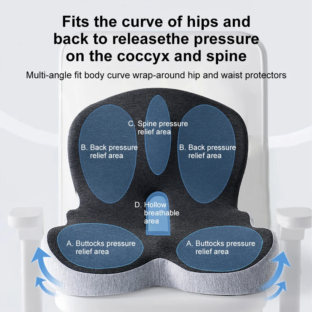 Memory Foam Lumbar Support Pillow - Back Support Seat Cushion for Office Chair, Car Seat & Desk