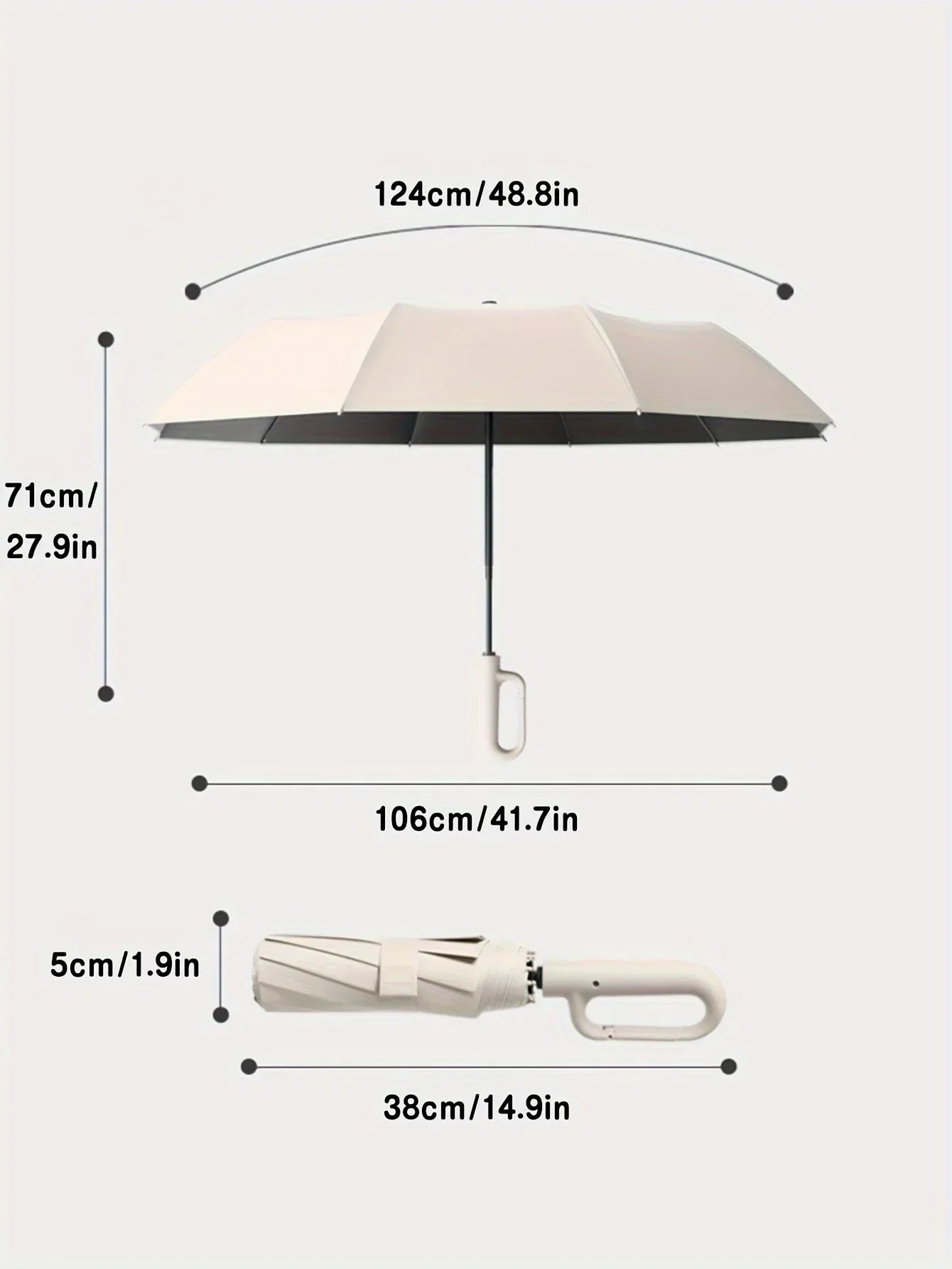 Reinforced Compact Travel Umbrella - Windproof, UPF50+ Sun & Rain Protection, Portable for Backpack & Bag