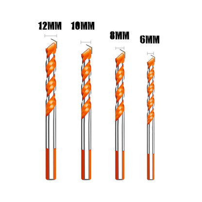 HSS Carbide Drill Bit Set (4-Piece) - 6mm 8mm 10mm 12mm Bits for Tile, Concrete, Steel, Wood & Glass, Chip-Clearing Design