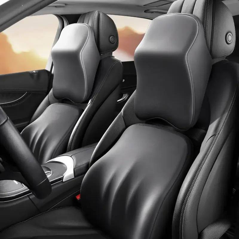 Car Lumbar Back Support Pillow - Memory Foam Lower Back Cushion with Adjustable Straps for Car Seat & Office Chair