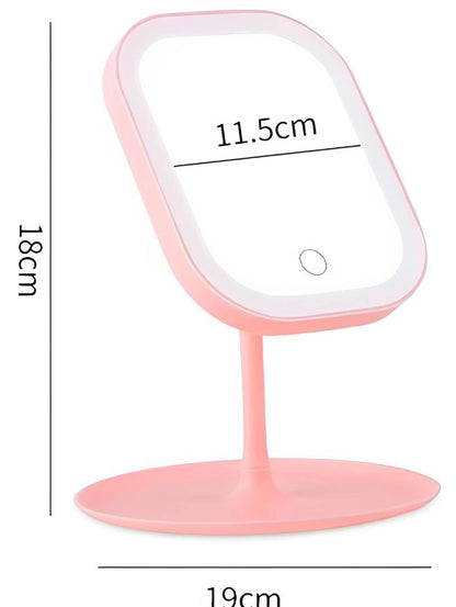 Portable LED Makeup Mirror - Rechargeable Lighted Vanity Mirror with 3 Lighting Modes, Touch Dimmer & 90° Adjustable Head