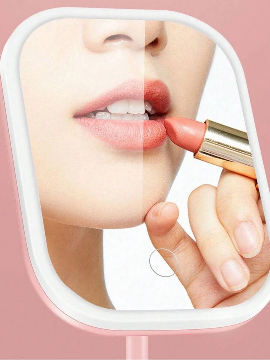 Portable LED Makeup Mirror - Rechargeable Lighted Vanity Mirror with 3 Lighting Modes, Touch Dimmer & 90° Adjustable Head