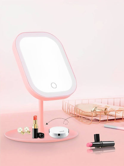 Portable LED Makeup Mirror - Rechargeable Lighted Vanity Mirror with 3 Lighting Modes, Touch Dimmer & 90° Adjustable Head