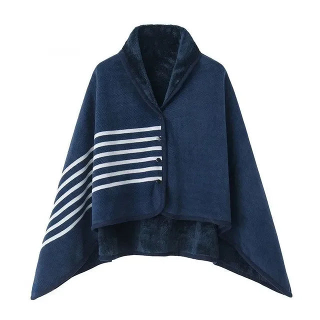 Wearable Plaid Fleece Blanket Hoodie Wrap - Poncho Shawl Throw for Adults, Oversized Soft Fleece