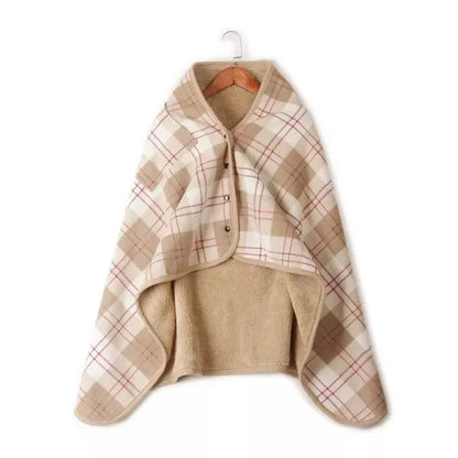 Wearable Plaid Fleece Blanket Hoodie Wrap - Poncho Shawl Throw for Adults, Oversized Soft Fleece