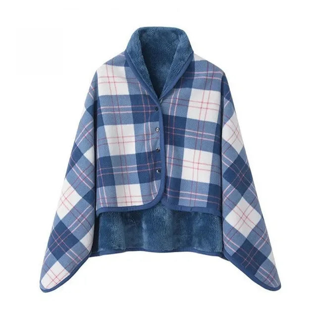 Wearable Plaid Fleece Blanket Hoodie Wrap - Poncho Shawl Throw for Adults, Oversized Soft Fleece