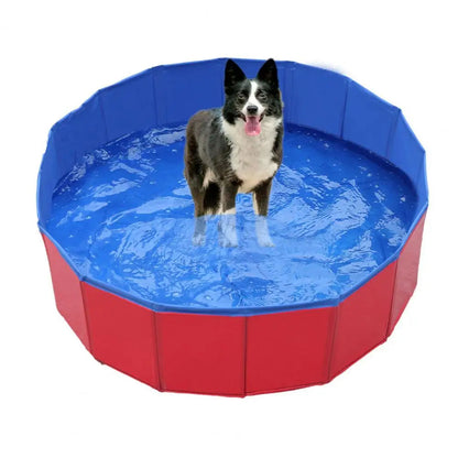 Foldable Dog Pool for Summer Play - Portable No-Pump Splash Pool & Pet Bath Tub, Durable Fabric Kiddie Pool for Dogs, Multiple Sizes