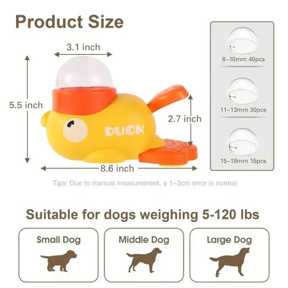 Duck-Shaped Interactive Dog Puzzle Feeder - Slow Feeder Treat Dispenser Toy for Fast Eaters