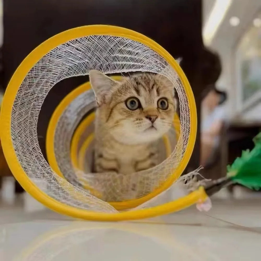 Collapsible S-Type Interactive Cat Tunnel with Crinkle Sound & Hanging Ball