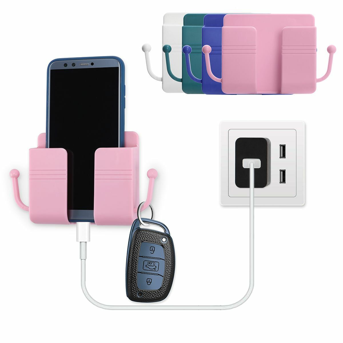 Wall Mounted Remote and Phone Holder - Adhesive No-Drill Storage Organizer