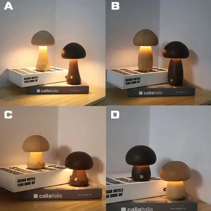 Mushroom Night Light - Touch Control LED Bedside Lamp for Kids, Nursery & Adults, Soft Warm Glow Nightlight for Bedroom