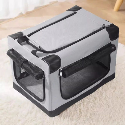 Portable Folding Small Dog Crate & Cat Carrier - Foldable Travel Kennel for Small to Medium Pets, Lightweight Soft-Sided Pet Crate