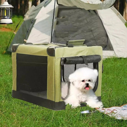 Portable Folding Small Dog Crate & Cat Carrier - Foldable Travel Kennel for Small to Medium Pets, Lightweight Soft-Sided Pet Crate