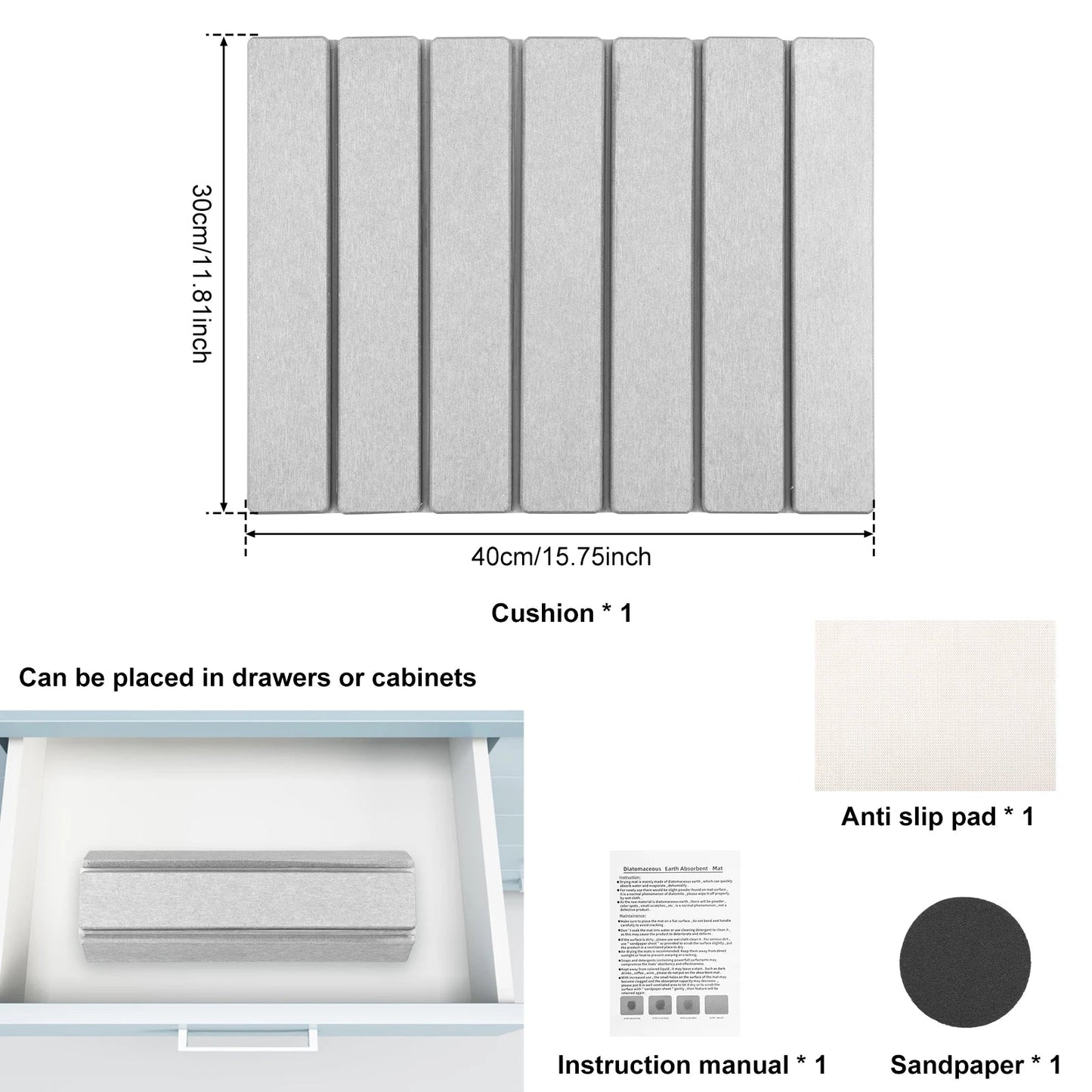 Foldable Diatomite Stone Dish Drying Mat - Quick-Dry Kitchen Counter Mat