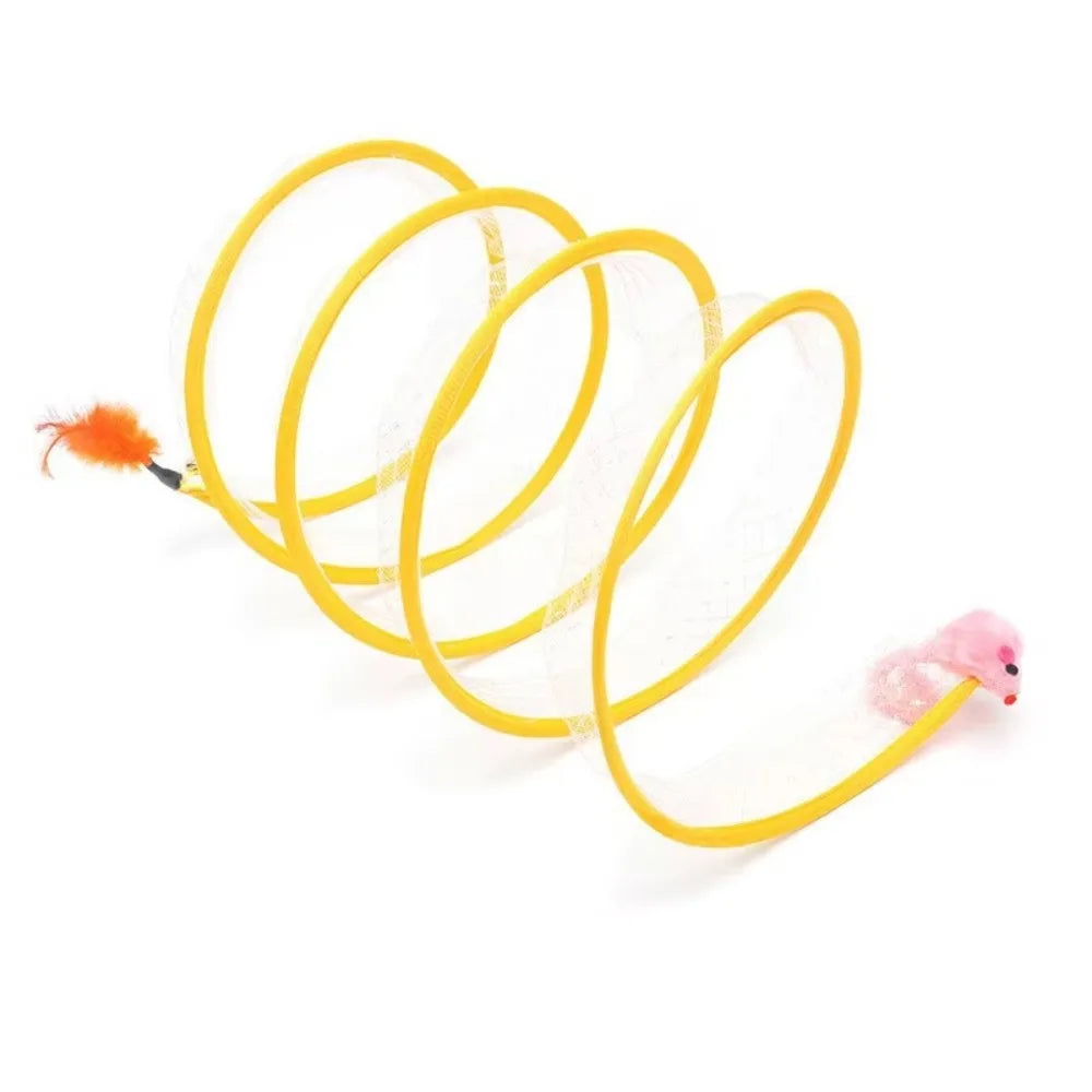 Collapsible S-Type Interactive Cat Tunnel with Crinkle Sound & Hanging Ball
