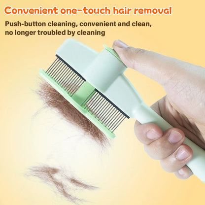 Flea Comb for Dogs and Cats - Self-Cleaning Stainless Steel Flea & Tick Comb with Fine Teeth