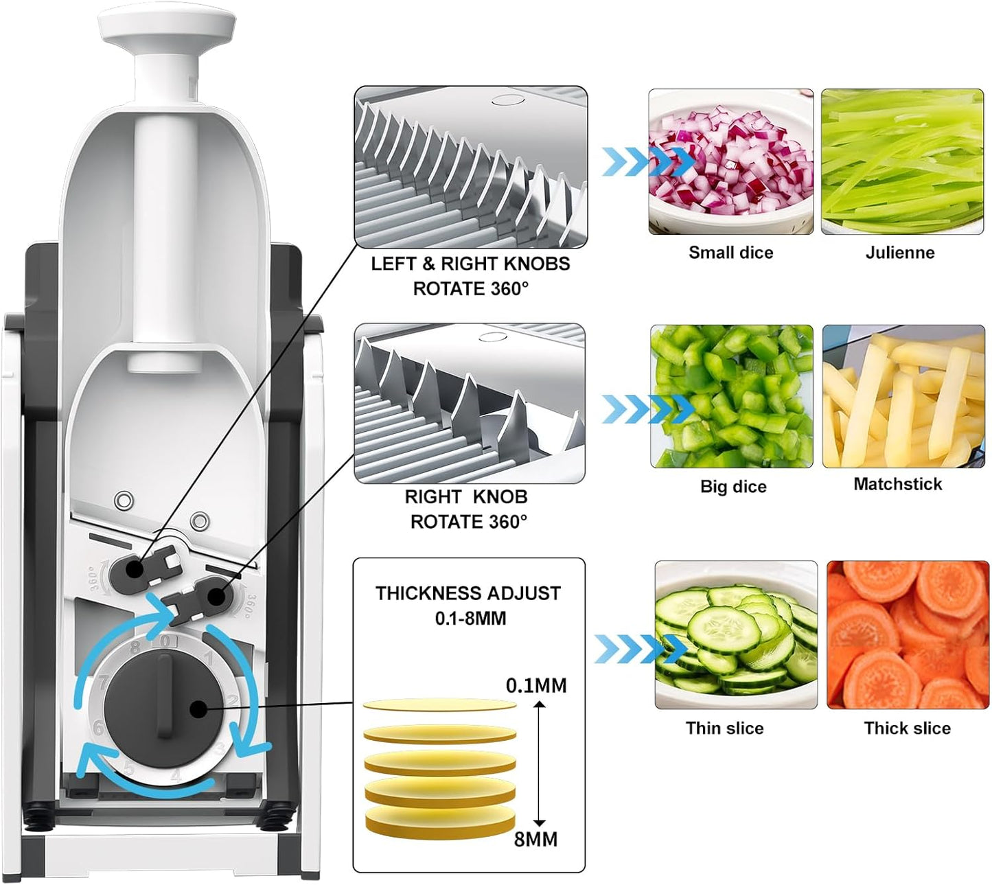 Mandoline Slicer - Adjustable Blade Vegetable Slicer with Hand Guard for Chips, Salads & Meal Prep