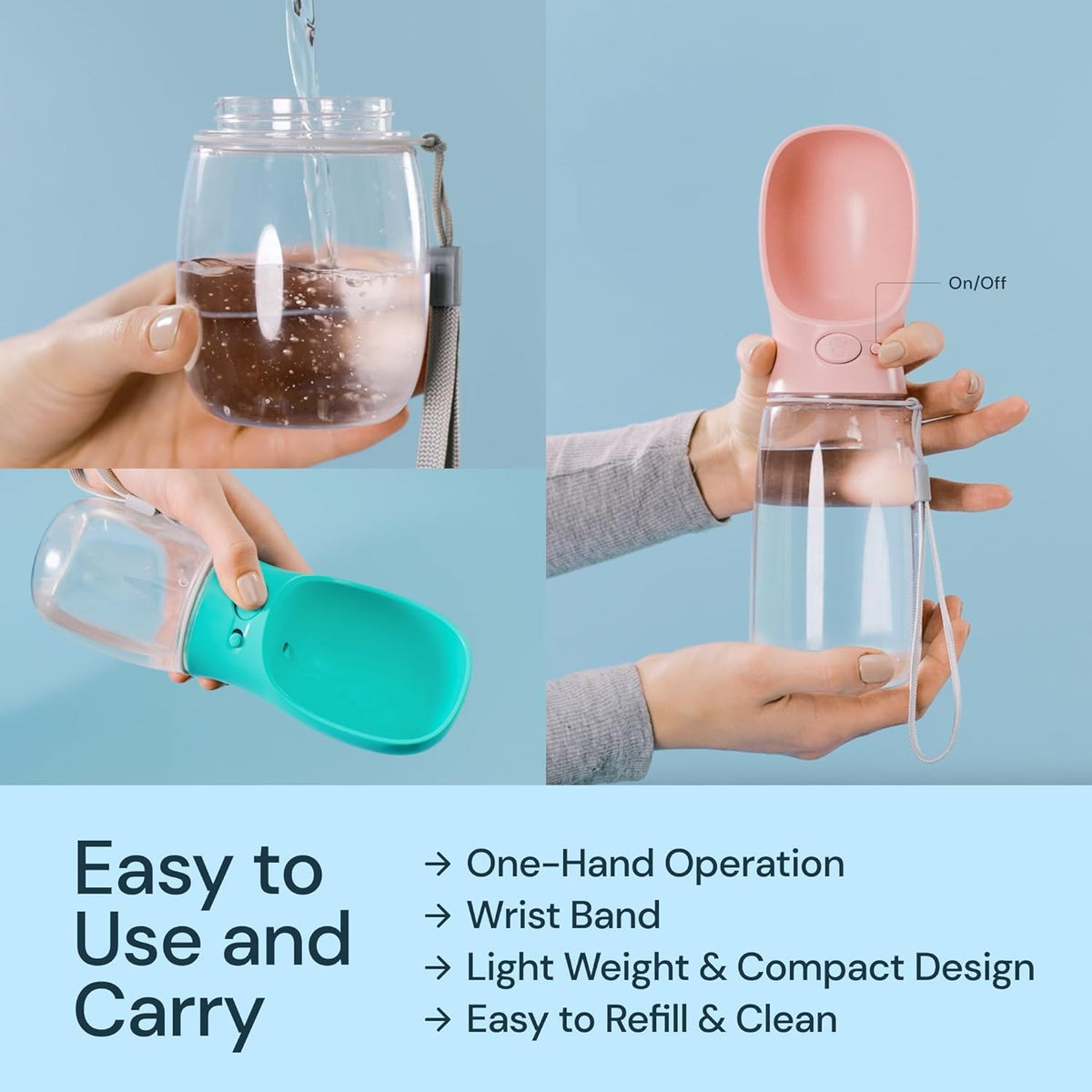 19oz Portable Water Bottle for Dogs - Leak-Proof Travel Bowl Dispenser