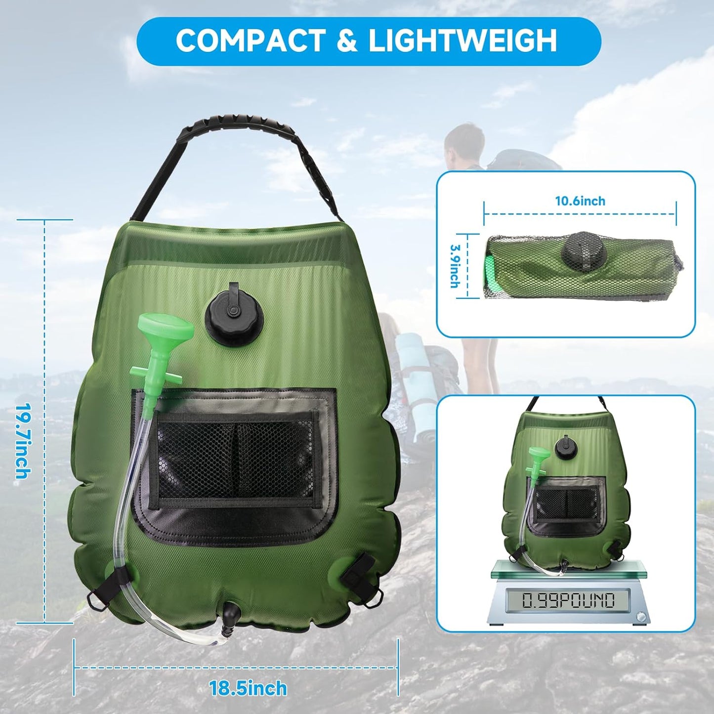 Portable Solar Camping Shower Bag - Outdoor Heated Water Bag for Hiking