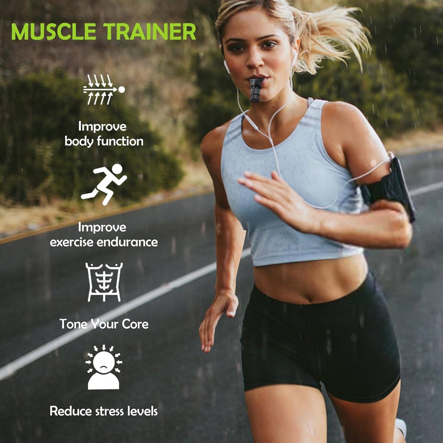 Lung Fitness Breathing Trainer - Adjustable Resistance Respiratory Muscle Exerciser, Diaphragm Breathing Device for Runners, Swimmers & Singers