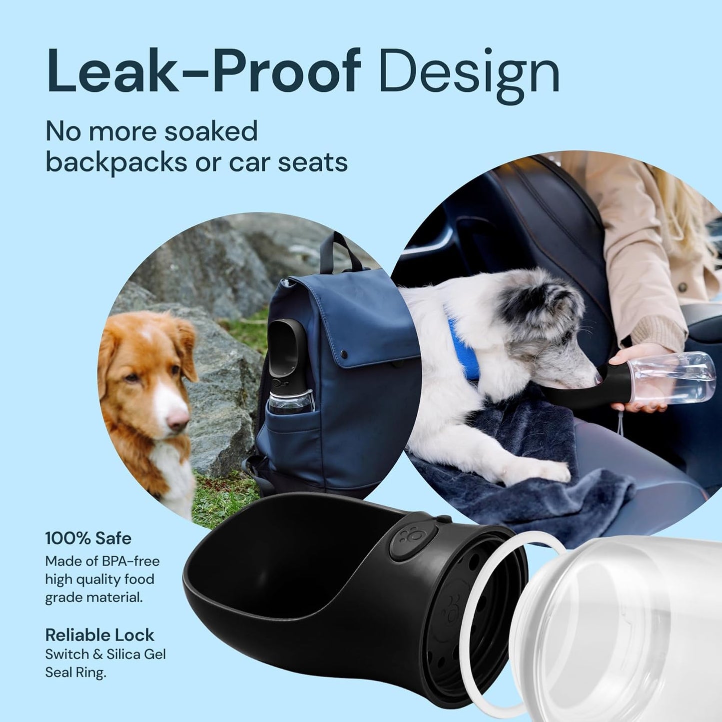 19oz Portable Water Bottle for Dogs - Leak-Proof Travel Bowl Dispenser