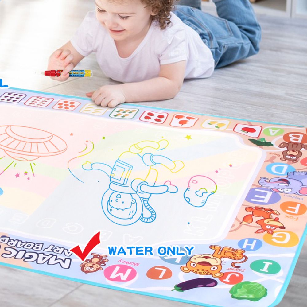 Reusable Water Doodle Mat for Kids - Mess-Free No-Ink Drawing Board with Water Pen for Toddlers & Preschoolers