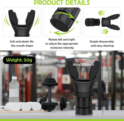 Lung Fitness Breathing Trainer - Adjustable Resistance Respiratory Muscle Exerciser, Diaphragm Breathing Device for Runners, Swimmers & Singers