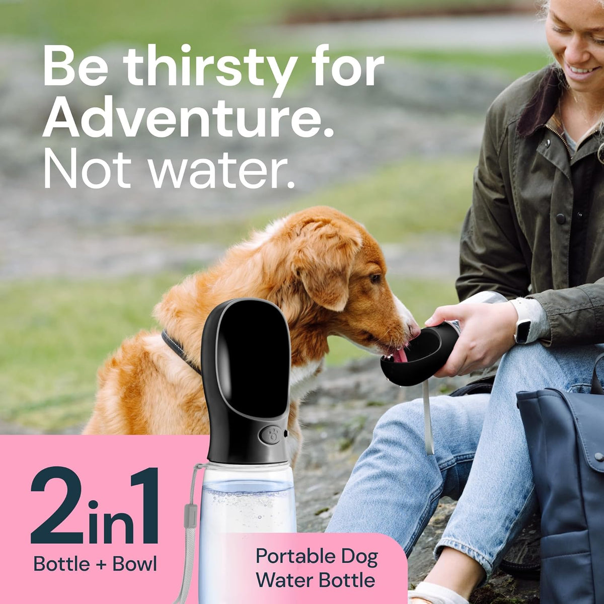 19oz Portable Water Bottle for Dogs - Leak-Proof Travel Bowl Dispenser