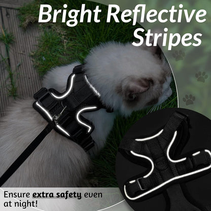 Escape Proof Cat Harness - Adjustable Vest-Style Walking Harness with Leash for Cats, No-Pull Chest Design