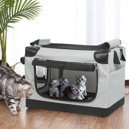 Portable Folding Small Dog Crate & Cat Carrier - Foldable Travel Kennel for Small to Medium Pets, Lightweight Soft-Sided Pet Crate