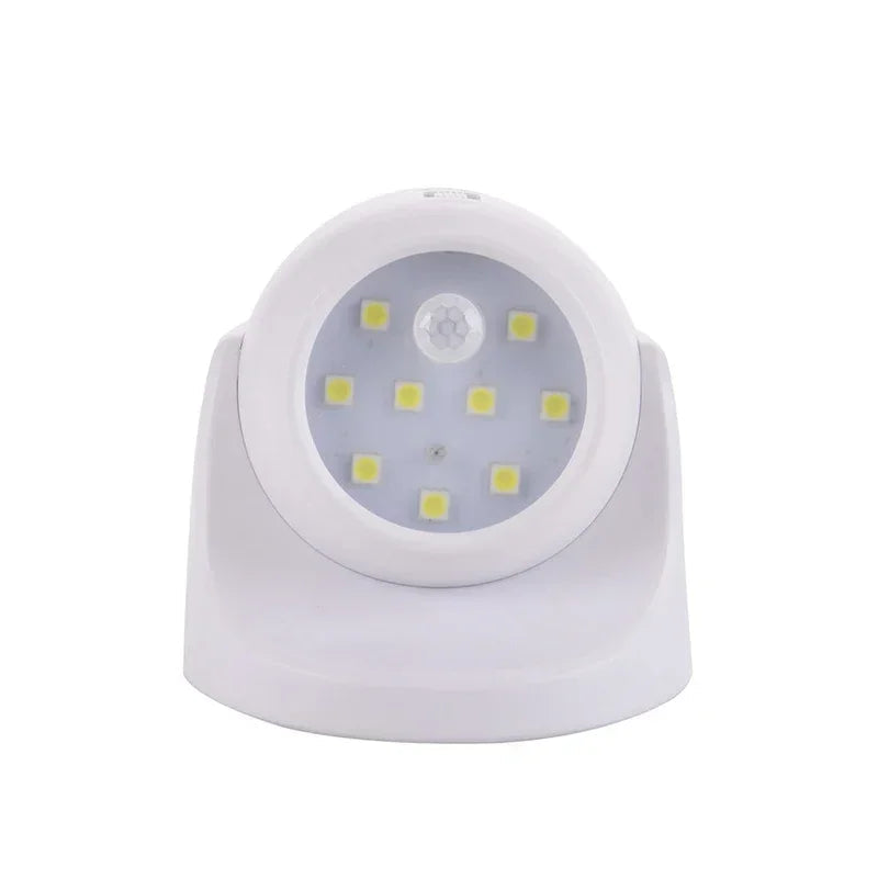 Wireless Motion Sensor LED Spotlight – 360° Rotatable, Battery Powered Outdoor Security Light, No Wiring
