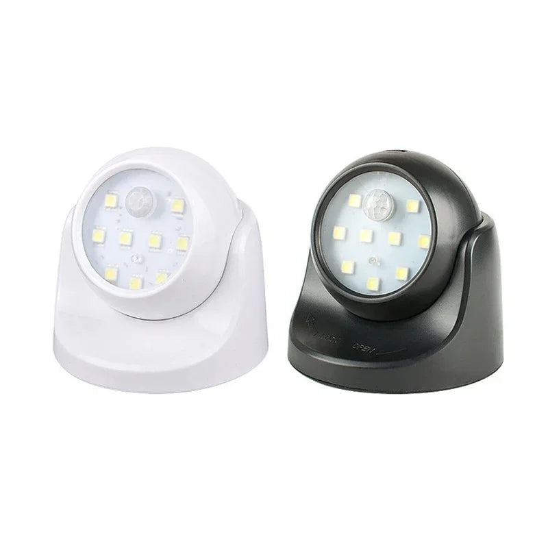 Wireless Motion Sensor LED Spotlight – 360° Rotatable, Battery Powered Outdoor Security Light, No Wiring