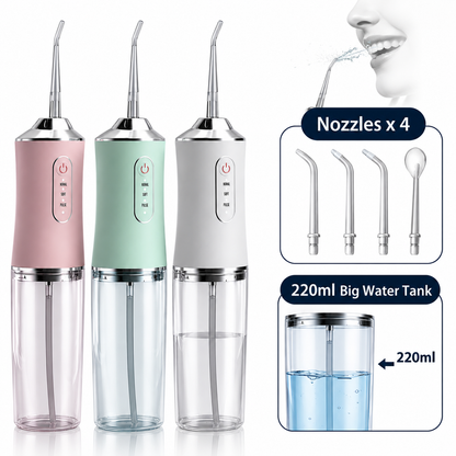 Portable Electric Water Flosser & Oral Irrigator - Cordless Rechargeable Sonic Dental Cleaner for Gumline, Travel-Friendly 220ml Tank