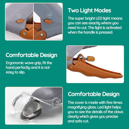 Dog Nail Clipper with Quick Sensor - LED Light, Stainless Steel Blades, Safe Trim for Dark Nails