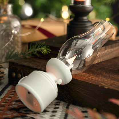 LED Vintage Kerosene Lamp (Flameless) - Battery-Operated Swinging Flame Lantern, Rustic Decor for Patio, Porch & Mantel