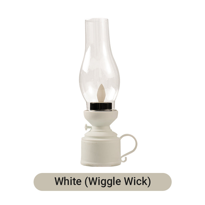LED Vintage Kerosene Lamp (Flameless) - Battery-Operated Swinging Flame Lantern, Rustic Decor for Patio, Porch & Mantel