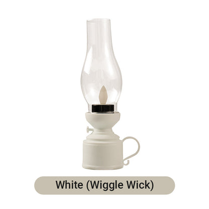LED Vintage Kerosene Lamp (Flameless) - Battery-Operated Swinging Flame Lantern, Rustic Decor for Patio, Porch & Mantel