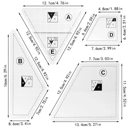 Acrylic Quilting Cutting Templates (4-Piece Set) - Rotary Cutting Ruler Guide for 6-Inch Quilt Blocks, Scrap Fabric Piecing