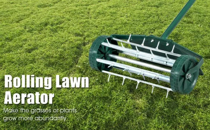 Manual Lawn Spike Soil Aerator - Push Roller Garden Aerating Tool
