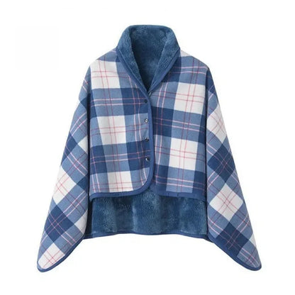 Wearable Plaid Fleece Blanket Hoodie Wrap - Poncho Shawl Throw for Adults, Oversized Soft Fleece