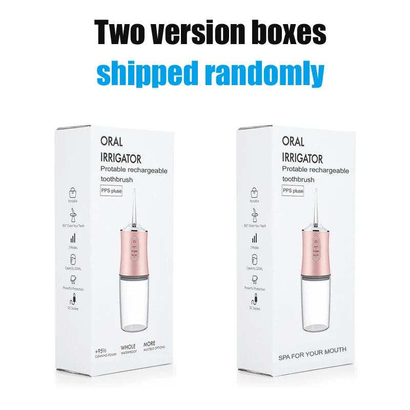 Portable Electric Water Flosser & Oral Irrigator - Cordless Rechargeable Sonic Dental Cleaner for Gumline, Travel-Friendly 220ml Tank