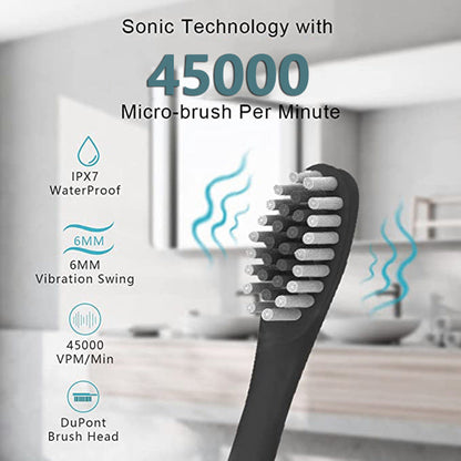 Rechargeable Ultrasonic Electric Toothbrush - Sonic Whitening Brush for Adults