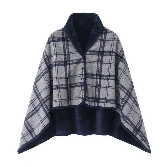 Wearable Plaid Fleece Blanket Hoodie Wrap - Poncho Shawl Throw for Adults, Oversized Soft Fleece