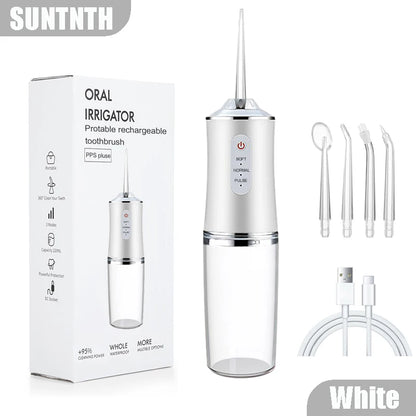 Portable Electric Water Flosser & Oral Irrigator - Cordless Rechargeable Sonic Dental Cleaner for Gumline, Travel-Friendly 220ml Tank