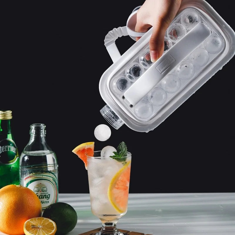 Ice Ball Maker Kettle - Round Ice Sphere Mold for Whiskey, Cocktails & Iced Coffee, Portable Squeeze Kettle, No Trays Needed