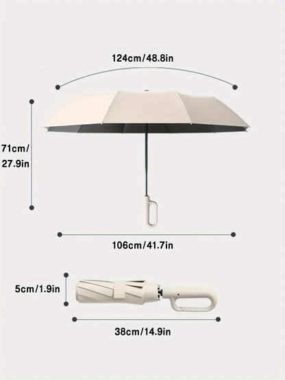 Reinforced Compact Travel Umbrella - Windproof, UPF50+ Sun & Rain Protection, Portable for Backpack & Bag