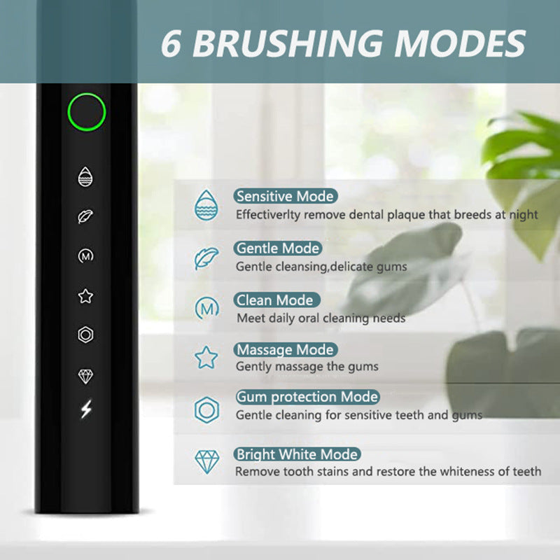 Rechargeable Ultrasonic Electric Toothbrush - Sonic Whitening Brush for Adults