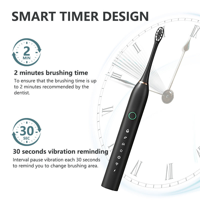 Rechargeable Ultrasonic Electric Toothbrush - Sonic Whitening Brush for Adults