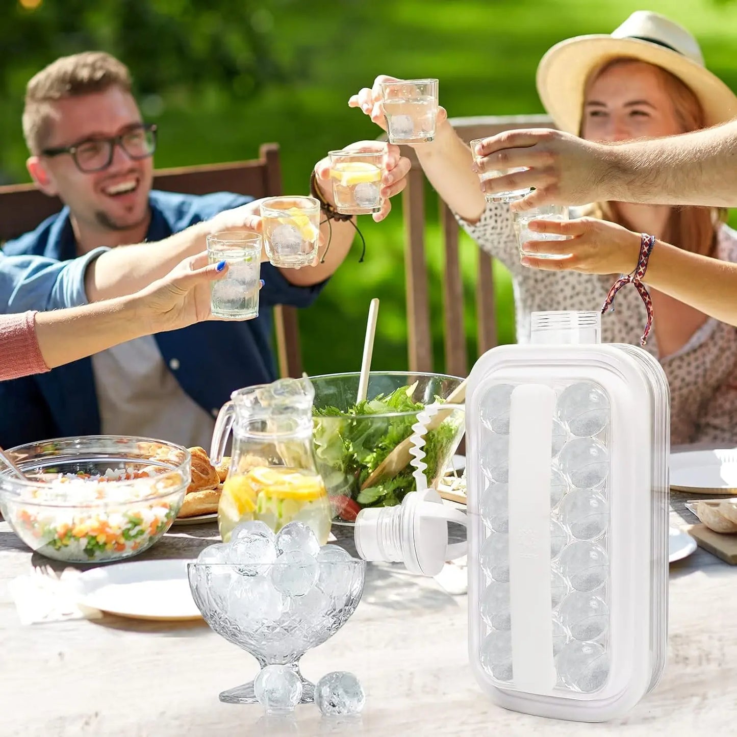 Ice Ball Maker Kettle - Round Ice Sphere Mold for Whiskey, Cocktails & Iced Coffee, Portable Squeeze Kettle, No Trays Needed