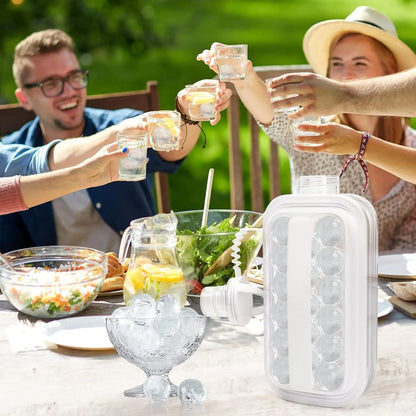 Ice Ball Maker Kettle - Round Ice Sphere Mold for Whiskey, Cocktails & Iced Coffee, Portable Squeeze Kettle, No Trays Needed